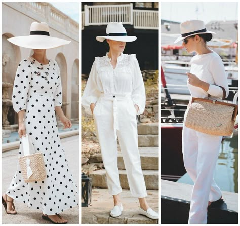 Bittersweet Colours White Panama Hat Outfits, Panama Hats For Women Outfits, Classy Hat Outfits, Elegant White Hat, Luxury White Hats For Summer, White Travel Outfit, Summer Outfit With Hat, Outfit Ideas With Hats, Elegant White Summer Hat