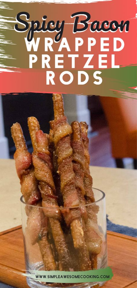 Spicy Bacon Wrapped Pretzel Rods are an Awesome Party Snack Bacon Wrapped Pretzel Rods, Bacon Wrapped Snacks, Bacon Snacks, Unique Treats, Spicy Bacon, Clean Eating Salads, Around The World Recipes, Clean Eating Chicken, Clean Eating Challenge