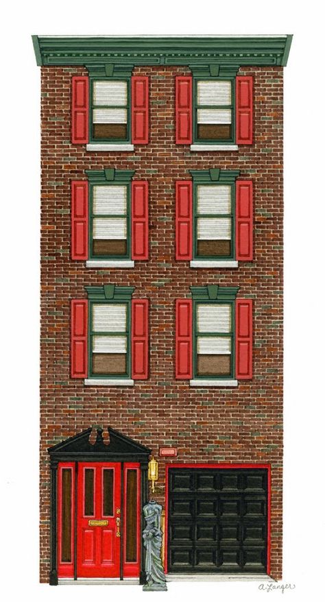 House Portraits, Brick House, Model Railroad, Architecture Drawing, Philadelphia, Decoupage, Concept Art, Graphic Design, Architecture