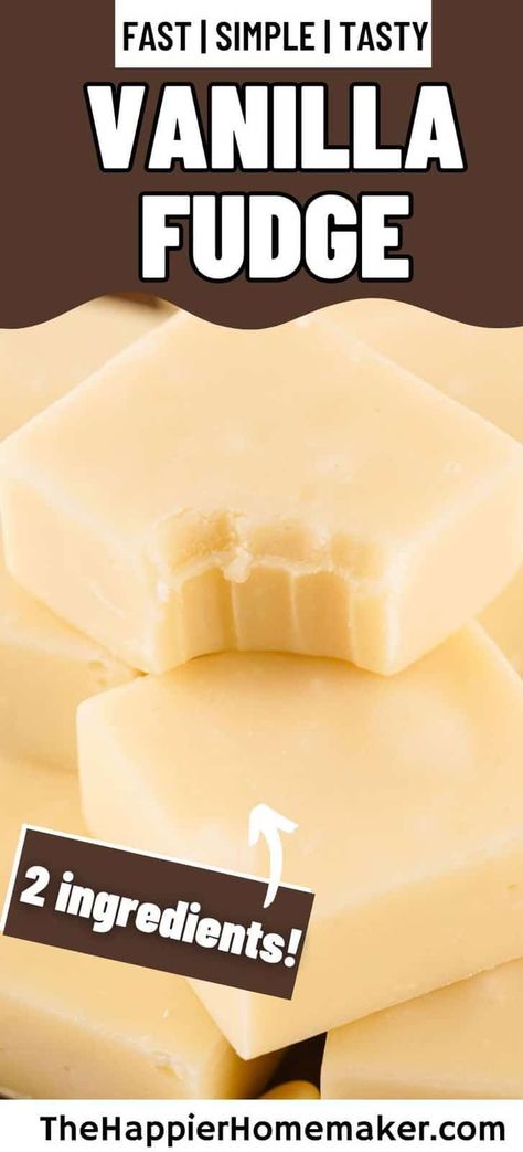 This easy vanilla fudge recipe is your go-to treat when you need a little sweetness in your life. A creamy, dreamy delight perfect for satisfying those dessert cravings or for gifting, made with just 2 ingredients and your microwave. Microwave Vanilla Fudge, Cherry Vanilla Fudge, Fudge Recipes Microwave, Microwave Fudge Recipes Easy, White Fudge Recipe Easy, Microwave Fudge Recipes Condensed Milk, Fudge In Microwave, Evaporated Milk Recipes Dessert Easy, Jetpuffedmarshmallowsfudge Recipe