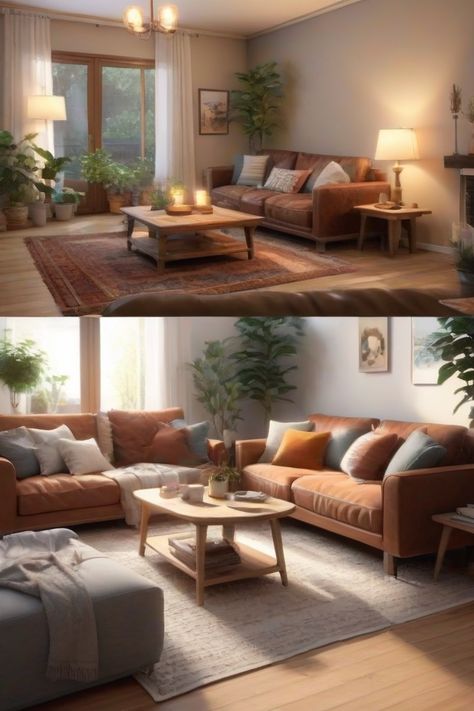 Explore how warm color palettes can transform your living room into a comforting space.#cozyhome #livingroomdecor #interiordesign #warmcolors Earth Color Palette Living Rooms, Earth Tone Apartment Living Room, Natural Color Living Room Earth Tones, Earth Tone Interior Design Living Room, Cosy Apartment Living Room, Earth Colours Living Room, Cozy Living Room Designs Color Schemes, Living Room Colour Schemes Warm, Comfy Living Room Ideas Warm Colors