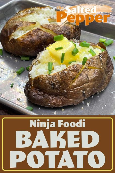 Pressure Cooker Baked Potatoes, Grilled Baked Potatoes, Indoor Grill Recipes, Potato Baked, Ninja Cooking System Recipes, Best Baked Potato, Ninja Recipes, Baked Potato Recipes, Indoor Grill