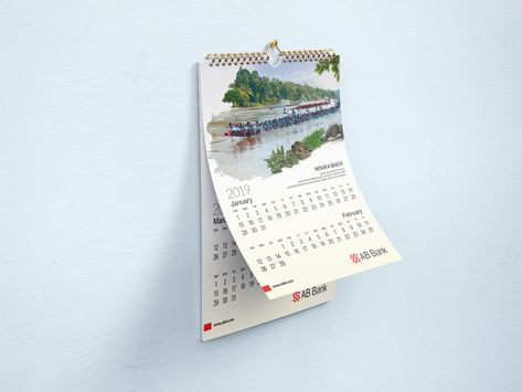 AB Bank Wall Calendar on Behance Bank Calendar, Wall Calendar, Thing 1, Book Cover, Wall