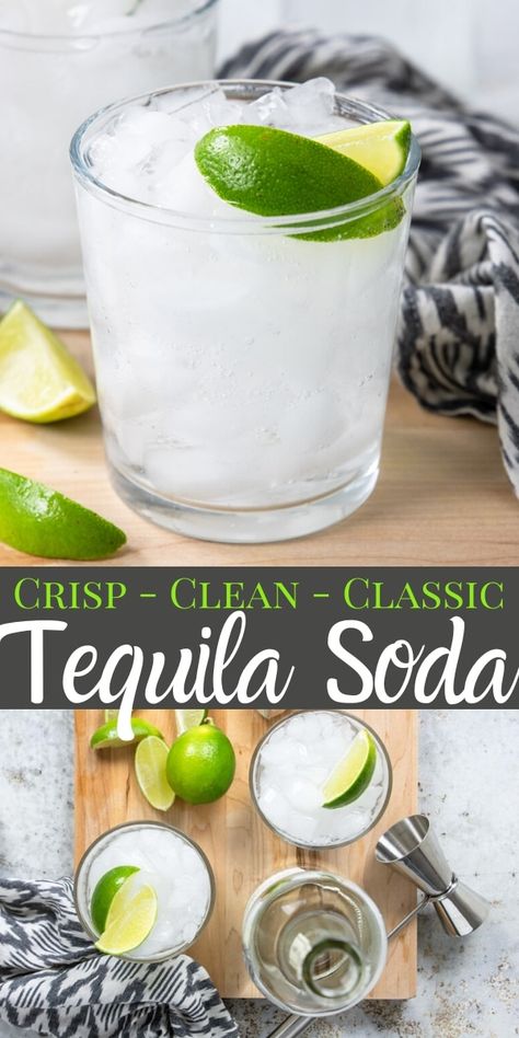 Tequila Soda Lime, Patron Mixed Drinks Easy, Keto Tequila Drinks Easy, Tequila Tonic Cocktail, Keto Tequila Cocktails, Tequila Cocktails Low Calorie, Tequila Blanco Drinks, Tequila Soda Drinks, Keto Tequila Drinks