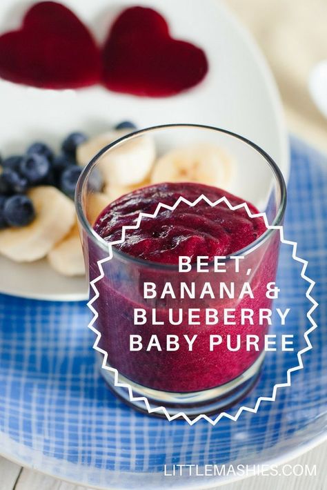 Beet Baby Food, Beet Puree Recipes, Pouch Recipes, Healthy Kids Snacks, Blueberry Puree, Baby Food Recipes Stage 1, Baby Purees, Banana Baby Food, Puree Recipes