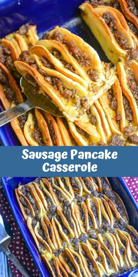 Make Ahead Pancake Casserole, Large Batch Breakfast Sandwich, Breakfast Casserole With Pancakes, Breakfast With Sausage Links, Sausage And Pancake Casserole, Sausage Pancake Breakfast Casserole, Breakfast Casserole Pancake, Frozen Pancake Casserole, Pancake Sausage Casserole