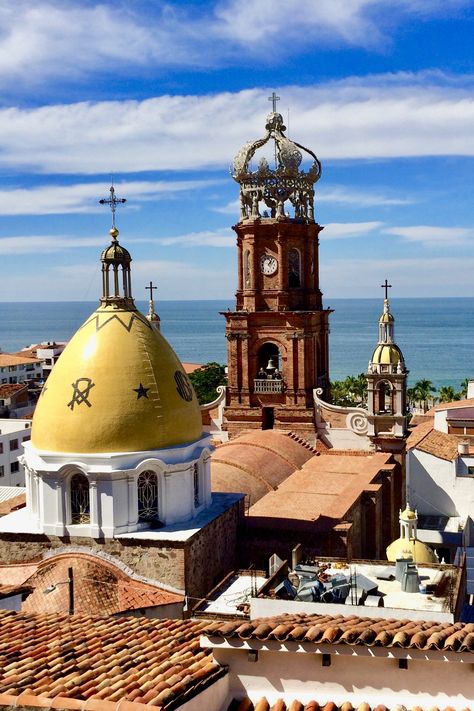 Our Lady of Guadalupe Church, Puerto Vallarta, Mexico. Mountain Destinations, Puerto Vallarta Mexico, Central America Travel, Mexico Destinations, Our Lady Of Guadalupe, Lady Of Guadalupe, Us National Parks, Ocean Views, Vacation Places