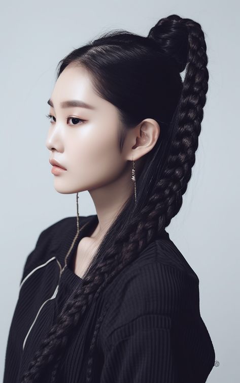 #aigeneratedart #kpop #koreanmodel #BraidStyle #AIGenerated #Hairstyle #MidJourney #asianmodel #AIphoto #orientalAesthetics Chinese Braided Hairstyles, Hairstyle Art Reference, Asian Hairstyles, Giving People, Chinese Hairstyle, Hairstyles For Girls, Long Black Hair, Female Portraits, Hair Reference