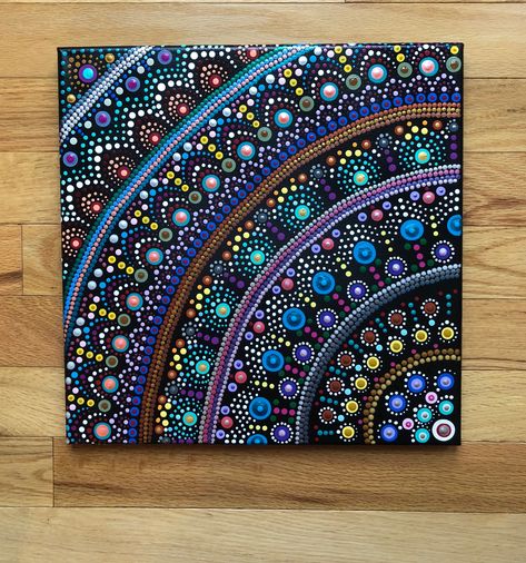 Dot Mandala On Square Canvas, Mandala On Square Canvas, Square Dot Mandala, Corner Mandala, Cavas Art, Dot Mandala Art, Mandala Art Therapy, Diy Abstract Canvas Art, Art Square