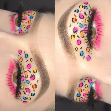 Lisa Frank Makeup Looks, Cheetah Print Eyeshadow, Tampa Fashion, Lisa Frank Leopard Makeup, How To Do Cheetah Print Makeup, Leapord Makeup Looks, Lisa Frank Makeup, Mcbling Makeup, Cheetah Print Makeup