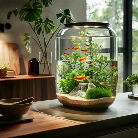 Creating a fish aquarium is a rewarding endeavor that can transform a space into a tranquil underwater world. An aquarium serves not only as a beautiful decorative element but also as a window into aquatic life, offering a unique way to appreciate the diversity of fish and their habitats. Office Aquarium Ideas, Mini Aquarium Design, Small Aquarium Ideas Decoration, Aquariums In Homes, Aquarium Ideas Decoration, Aquarium Design Fish Tanks, Aquarium With Plants, Small Fish Tank Ideas, Small Aquarium Ideas