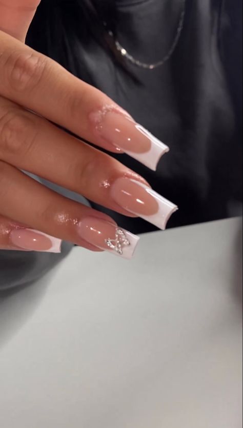 Anuel Aa Nails, Gel Nails Diy, Girly Acrylic Nails, French Tip Acrylic Nails, Simple Acrylic Nails, French Acrylic Nails, Classy Acrylic Nails, Short Square Acrylic Nails, Acrylic Nails Coffin Pink