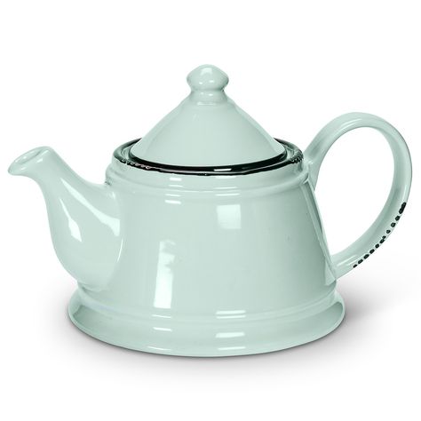 Abbott Collection: Enamel Look Teapot Bakery Kitchen Ideas, Lime Decor, High Tea Ideas, Modern Tea Pot, Faux Rust, Stoneware Teapot, Bakery Kitchen, Enamel Teapot, Colorful Cottage