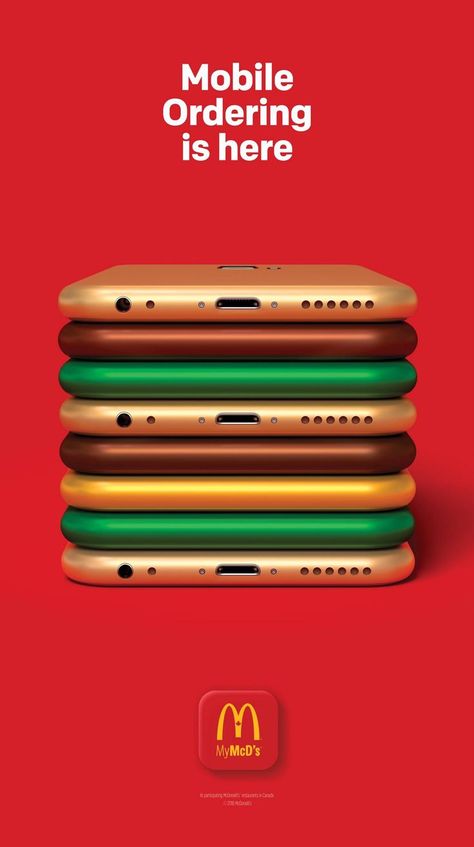 Color phones looking like a hamburger Advertisement Examples, Visual Advertising, Mobile Advertising, 광고 디자인, Visual Metaphor, Publicidad Creativa, Creative Advertising Campaign, Poster Ads, Creative Instagram Stories