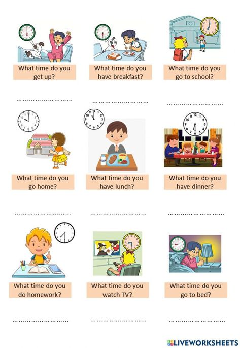 English Worksheets For Playgroup, What Are You Doing, Kindergarten Language Activities, Time Activities For Kids, Writing For Kids, English Conversation For Kids, English Primary School, Ingles Kids, Teach English To Kids