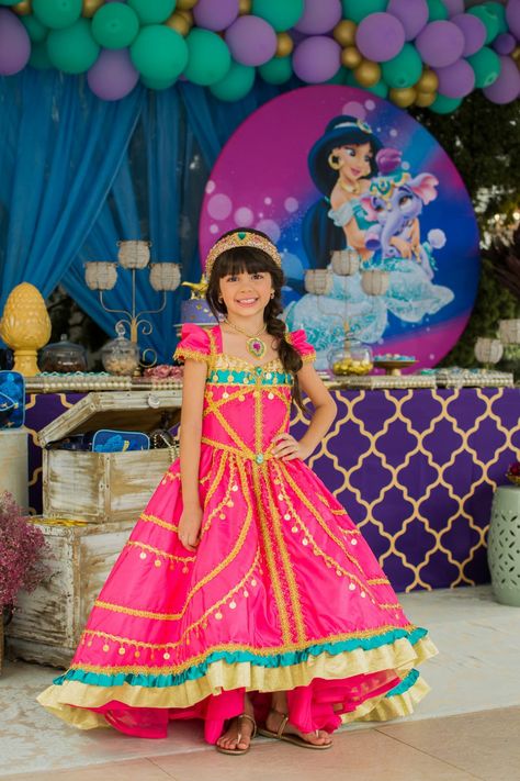 Jasmine Costume Kids, Aladdin Birthday Party, Princess Jasmine Birthday Party, Princess Jasmine Birthday, Jasmine Party, Jasmine Birthday, Baby Milestone Photos, Kids Tutu, Jasmine Dress