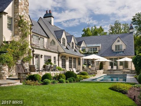 Washington Capitals’ T.J. Oshie buys McLean home for $5.2M - Curbed DC Marie Flanigan Interiors, Exterior Insulation, Marie Flanigan, Stucco Homes, Stucco Exterior, Cottage Farmhouse, Washington Capitals, River House, Dream Backyard