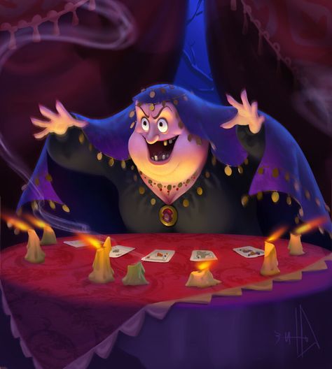 ArtStation - Fortune teller, Inna Stefanova Fortune Teller Concept Art, Fortune Teller Character Design, Fortune Teller Drawing, Fortune Teller Character, Fortune Teller Illustration, Fortune Teller Table, Transformation Illustration, Fortune Teller Design, Fortune Illustration