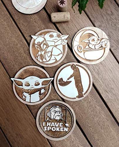 Star Wars Decor, X Wing, Personalized Coasters, Geek Gifts, The Mandalorian, Wooden Coasters, Wood Gifts, Wood Coasters, Star Wars Gifts