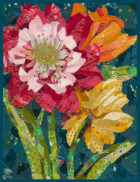 Collage Art Projects, Paper Collage Art, Flower Quilts, Landscape Quilts, Patchwork Quilt, Applique Quilts, Paper Collage, Art Plastique, Fabric Art