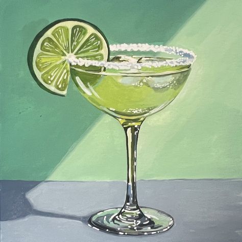 Margaritas always remind me of my best friend! Daily Painting Just posted in my online store (KateBirchArt.com) Link in bio! Gouache on paper Paper size 6x6 inches with small white border $120 *** please note for international orders a customs tax may be required upon delivery *** #gouachepainting #stilllifepainting #artistsoninstagram #painteveryday #colorfulart #gouache #dailypainting #dailyart #utahartist #makearteveryday #gouacheartist #art #painting #illustration #illustrationarti... Tequila Painting, Gouache Food, Margarita Painting, Martini Painting, Margarita Art, Lime Paint, Daily Painting, Painting Inspo, Gouache Painting