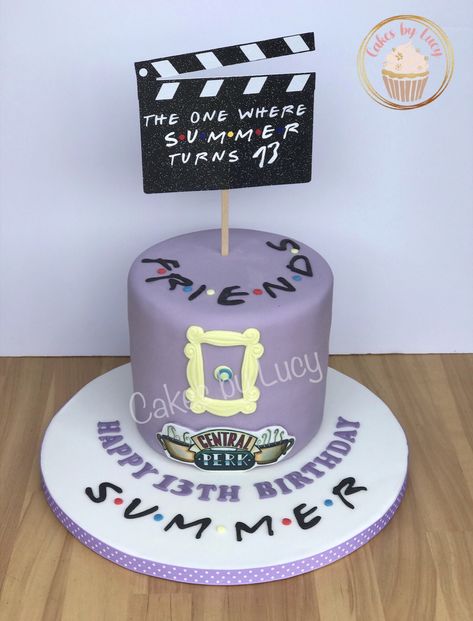 Friends theme 13th birthday cake 13 Yo Birthday Cake, 13yrs Old Birthday Ideas, 13th Birthday Cake Aesthetic, Birthday Cake Ideas For 13 Year Girl, 13th Bday Cake Ideas, Cake Ideas For 13th Birthday Girl, Cute 13th Birthday Cakes, Girls 13th Birthday Cake, 13 Birthday Cake Girl