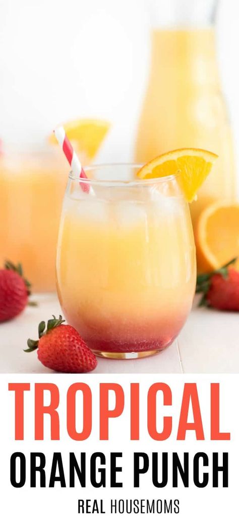 Tropical Punch Recipe, Summer Drinks Nonalcoholic, Orange Juice Drinks, Citrus Drinks, Orange Punch, Birthday 21st, Frozen Drink, Tropical Orange, Orange Drinks