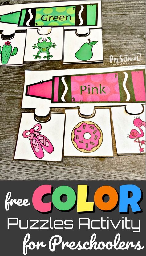 FREE Printable Color Puzzles - Fun Color Activity for Preschoolers Color Counting Activities Preschool, Preschool Color Activies, Preschool Favorite Color Activities, Recognizing Colors Preschool, Small Group Color Activities Preschool, Preschool Busy Boxes Free Printables, Printables For Preschoolers Free, Colour Matching Printable Free, Colors Practice Preschool