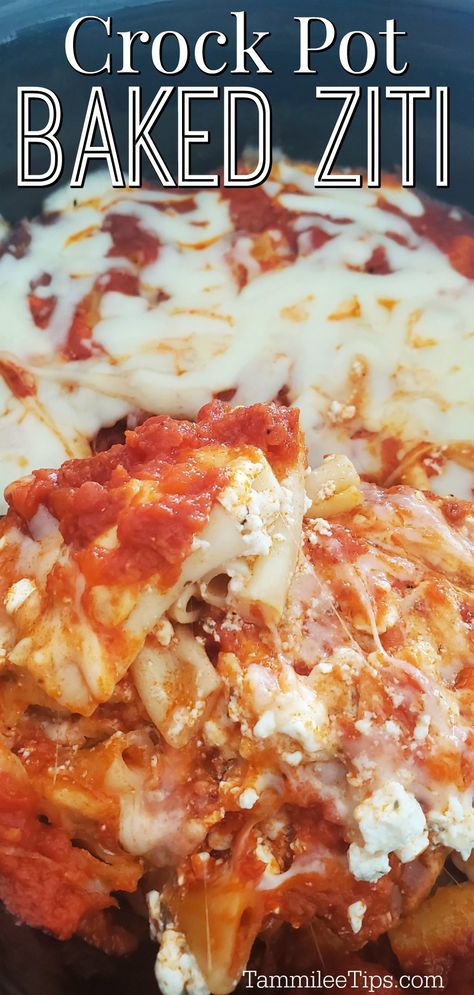 Crockpot Spaghetti With Ricotta Cheese, Baked Ziti With Italian Sausage Crockpot, Crock Pot Ziti With Meat, Crockpot Ziti With Meat, Crockpot Recipes Without Meat, Crockpot Pasta With Ricotta, Baked Ziti In Crockpot Easy Recipes, Slow Cooker Baked Ziti With Meat, Baked Ziti With Ricotta Crock Pot