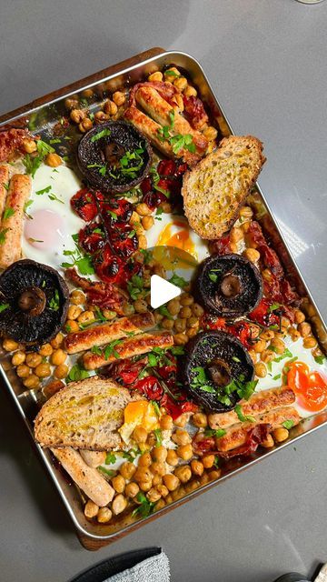 Emily English on Instagram: "One pan full English breakfast 

AD Did you know you can make a full English breakfast in one pan? A healthy option full of plant diversity for maximum flavour and health.

The star of the show here are the portobello mushrooms. Not only are they so meaty, mushrooms can also be a source of vitamin D, gut feeding fibre, key B vitamins and antioxidants leaving us full and energised. Working with @morewithmushrooms I want to encourage you to be eating more mushrooms and what better way to stay than a full English breakfast.

You will need to serve 4
4 large portobello mushrooms 
Marinade: 2 smashed garlic cloves, fresh thyme, 1 tbsp olive oil and 2 tbsp balsamic 

250g Cherry tomatoes 
8 slices pancetta 
1 tin chickpeas, drained 
4 sausages of choice or 8 chipolat Portobello Mushroom Marinade, Mushroom Marinade, Full English Breakfast, B Vitamins, Portobello Mushroom, English Breakfast, One Pan, Fresh Thyme, Sausages