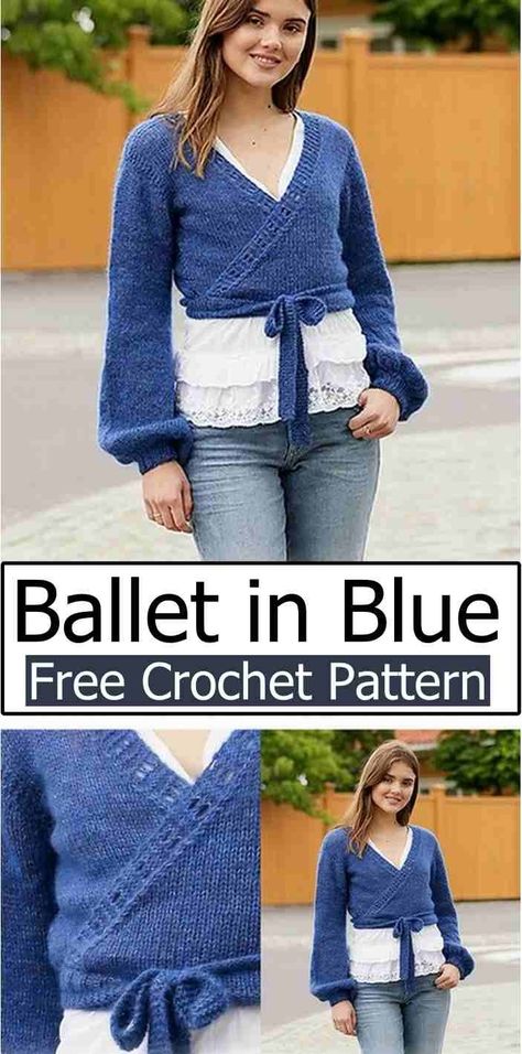 Crochet Ballet Wrap Top Crochet Wrap Jumper, Crochet Ballet Sweater, Crochet Winter Tops Free Pattern, Crochet Ballet Shrug, Ballet Core Crochet, Crochet Wrap Sweater Pattern, Crochet Wrap Cardigan, Crochet Ballet Wrap, Crochet Wrap Top Pattern Free