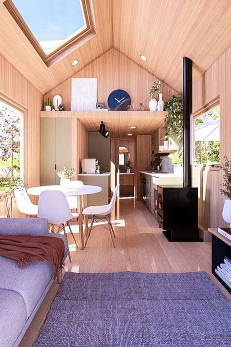 Step inside a world where compact doesn't mean cramped with our airy and inspiring tiny house interiors 🌿🏠. These designs showcase how to use light, layout, and a touch of greenery to create a feeling of spaciousness. Eager for more interior inspiration for your #TinyHouse? Follow our #GoTinySpace journey to unlock the secrets of small space magic! #GoTinySpace #TinyHouseInterior Compact House Design Small Homes, Inside Tiny Houses Interiors, Tiny House One Floor, Minimal Tiny House, Scandinavian Tiny House, Spacious Tiny House, Tiny House Inside, Tiny Eco House, Inside Tiny Houses