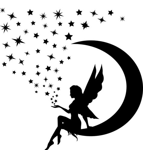 Alice In Wonderland Silhouette, Tattoo Silhouette, Fairy Sitting, Fairy Silhouette, Star Silhouette, Fairy Tattoo Designs, Moon Silhouette, Fairy Lanterns, Fairy Jars