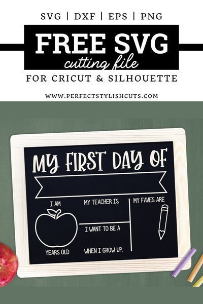 Download this Free First Day Of School Chalkboard Sign SVG File for Cricut and Silhouette Cameo projects. If you like DIY Back to School crafts, then this is the perfect design for you to add to… More First Day Of School Chalkboard, Diy Back To School, First Day School, School Chalkboard, Back To School Crafts, Chalkboard Sign, School Signs, Cricut Free, Cricut Craft Room