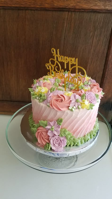 Garden Themed Birthday Cake, Spring Cake Ideas Birthday, Spring Themed Birthday Cake, Floral Cake Designs Birthday Women, Spring Birthday Cake For Women, 90 Birthday Cake Ideas, Spring Birthday Cake Ideas, Cake For Grandma Birthday Ideas, Grandma Cake Design