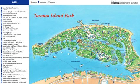 Toronto Island map Toronto Trip, Toronto Travel Guide, Visit Toronto, Centre Island, Toronto Island, Fun Walk, Toronto Travel, Island Park, Island Map