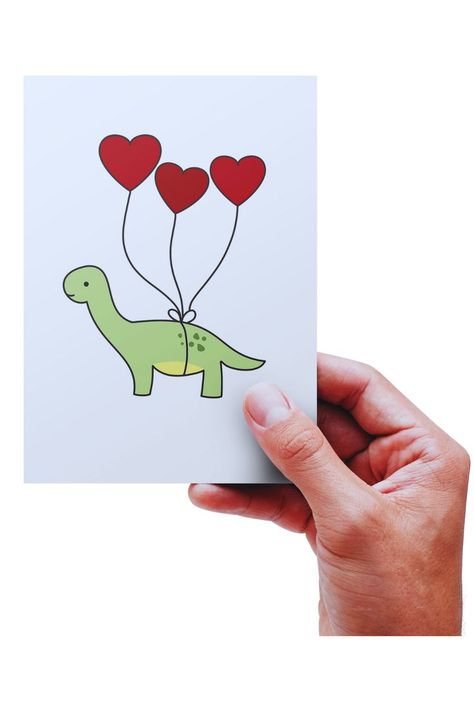 Dinosaur With Balloon, Dinosaur Holding A Heart, Cute Valentine's Day Cards, Cute Valentines Sketches, Anniversary Card Diy For Him, Dinosaur Valentines Ideas, Birthday Dinosaur Drawing, Bday Cards For Boyfriend Handmade, Cute Valentine’s Day Drawings