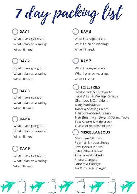 7 Day Packing List 7 Day Packing List, Beach Vacation Packing, Travel Packing Checklist, Beach Packing, Road Trip Packing, Packing List For Vacation, Holiday Packing, Packing Checklist, Packing For A Cruise