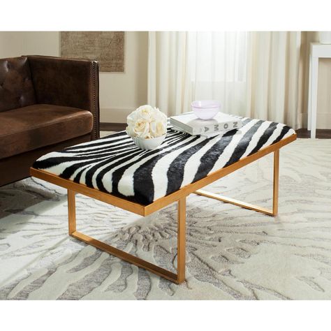 Sled Coffee Table, Gold Bench, Zebra Hide, Bench Coffee Table, Table Color, Gold Coffee Table, Modern Loft, Upper East Side, Livingroom Layout