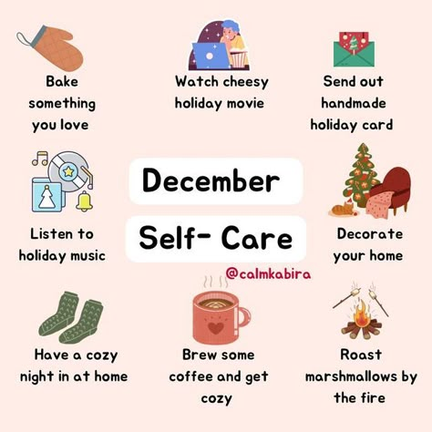 December Self Care, Holiday Routine, Christmas Self Care, Winter Self Care, December Quotes, Winter Wellness, Holiday Cards Handmade, Personal Growth Motivation, Self Care Bullet Journal