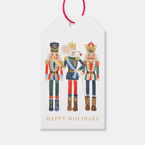 Happy Holidays Christmas Nutcracker Gift Tags Nutcracker Gift Tags, Ballet Watercolor, Mouse King Nutcracker, Clara Nutcracker, Christmas Gift Tags Template, The Nutcracker Ballet, Sparkling Christmas, 25th Hour, Mouse King