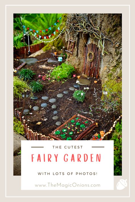 The Cutest Magical Fairy Garden With Lots of Photos. Fairy Garden Bed, Fairy Garden Inspiration, Forest Fairy Garden, Rock Fairy Garden, Fairy Garden Under Tree Ideas, Fairy Forest Ideas, Enchanted Fairy Garden, Fairy Garden Under Tree, Fairy Garden Around Tree