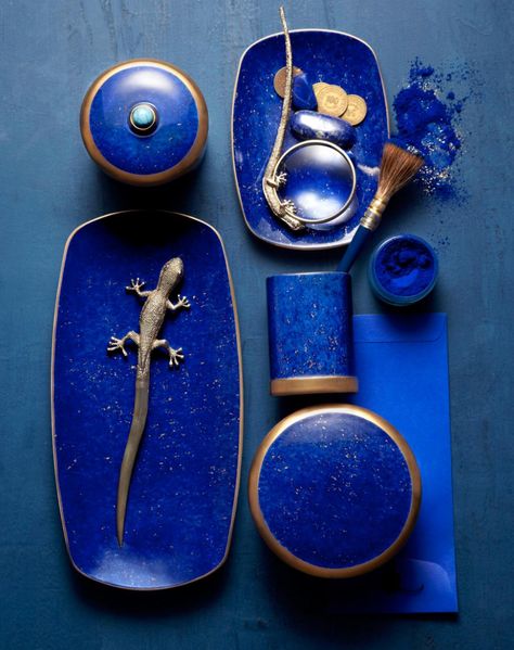 Lapis Collection - Dinnerware at L'OBJET Spa Products, Lapis Blue, Limoges Porcelain, Feeling Blue, Luxury Gift Box, Blue Walls, Unique Products, Kitchen Home, Blue Aesthetic