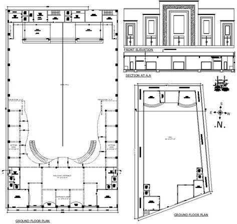 Marriage Hall Layout Plan Design AutoCAD DWG File - Cadbull Marriage Hall Design Plan, Hall Layout Plan, Marriage Hall Plan Layout, Marriage Hall Design, Layout Plan Design, How To Draw Stairs, Marriage Hall, Hall Flooring, Indian Marriage