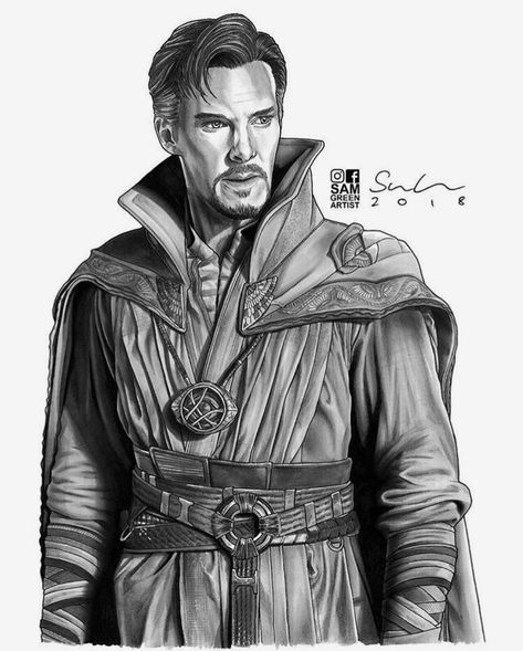 Stephen Strange (Benedict Cumberbatch) • Doctor Strange Art Dr Strange Sketch, Doctor Strange Drawing, Benedict Cumberbatch Doctor Strange, Doctor Strange Art, Marvel Art Drawings, Avengers Drawings, Harry Potter Art Drawings, Strange Art, Stephen Strange