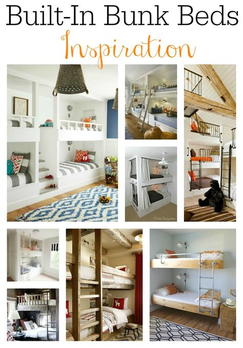 Built-In Bunk Beds {Making Plans for Adam and Eli's Room} - Beneath My Heart Bunk Bed Plan, Bed Inspiration, Bunk Beds Built In, Cabin Bedroom, Built In Bed, Built In Bunks, Bunk Rooms, Mountain Chalet, Bunk Beds With Stairs