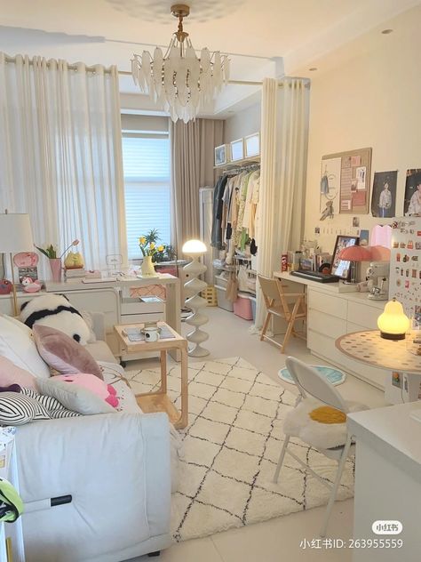 Kpop Dorm Room Shifting Exterior, Interior Decorator Aesthetic, Kpop Apartment, Multipurpose Guest Room, Luxury Dorm Room, Comfortable Bedroom Decor, Colorful Room Decor, Studio Apartment Living, Easy Room Decor