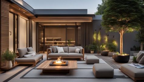 Japandi Patio, Front Entry Landscaping, Japandi Modern, Cozy Minimalism, Tranquil Home, Modern Ideas, Backyard Inspiration, Front Entry, House Inspiration