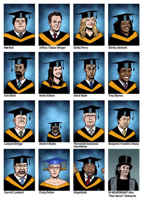 Greendale Graduation Photos.  I am not ready for this! Community Tv Series, Community Memes, Community Tv Show, Community Tv, Community Show, Community Series, T Bone, In Memoriam, Childish Gambino