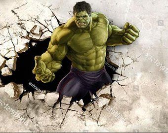 Etsy :: Your place to buy and sell all things handmade Hulk Wallpaper, Green Superhero, Wallpaper Kids Room, Childrens Wall Decals, Broken Wall, Hulk Birthday, Gym Wall Decal, Break Wall, Hulk Art